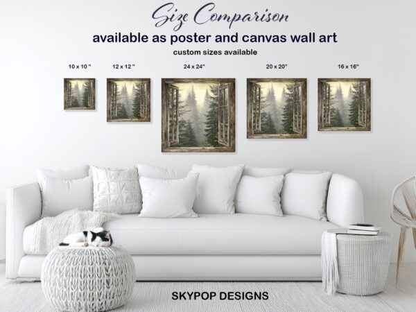 Misty Forest Window View Art