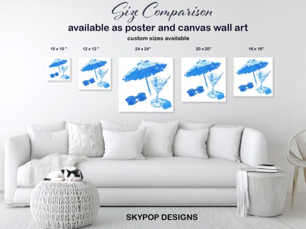 Blue Beach Umbrella Art