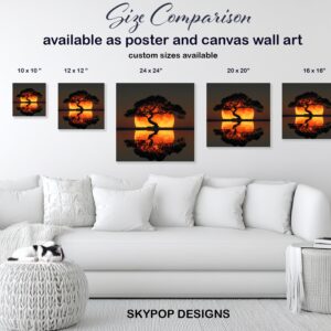 Sunset Tree Reflection Art