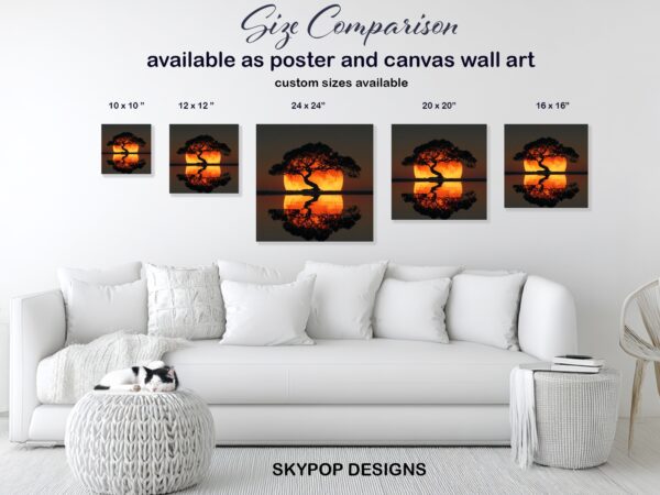 Sunset Tree Reflection Art