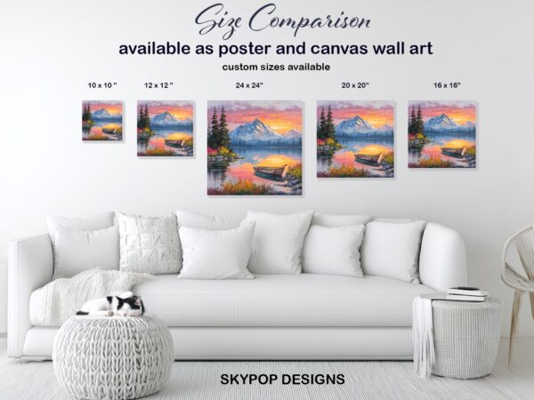 Mountain Lake Sunset Art