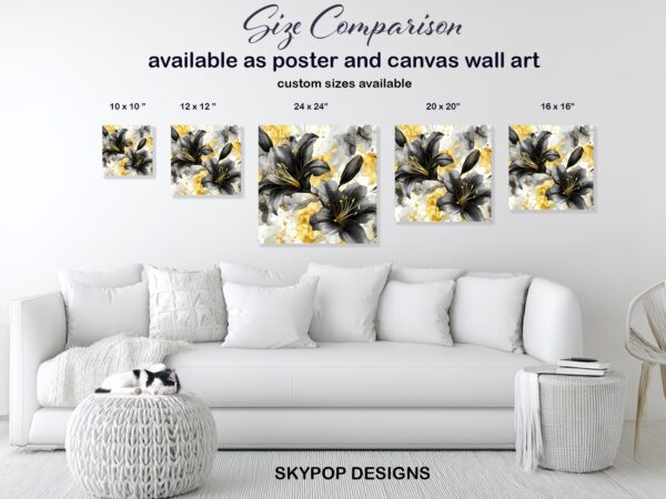 Elegant Black and Gold Lily Art