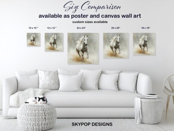 White Horse Galloping Art