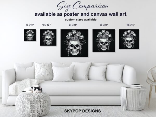 Royal Skull Rose Crown Art