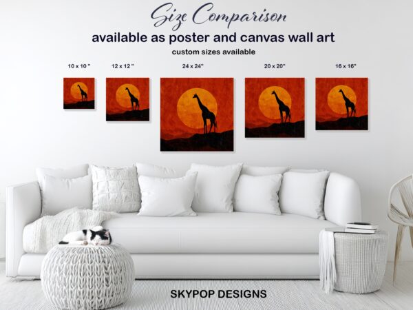 Giraffe Sunset Art