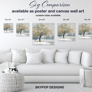 Golden Winter Tree Art