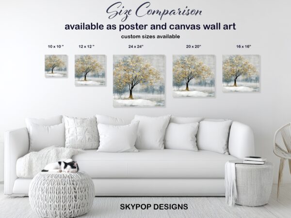 Golden Winter Tree Art