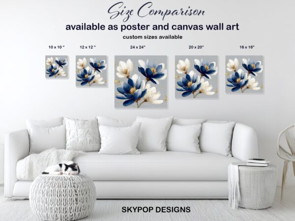 Blue and Gold Floral Art