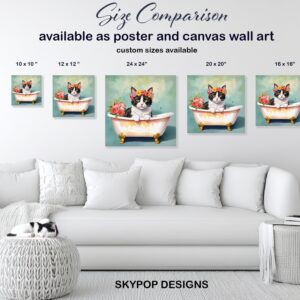 Cat Bathtub Flower Art