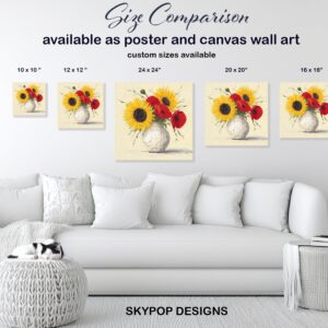 Sunflower and Poppy Bouquet Art
