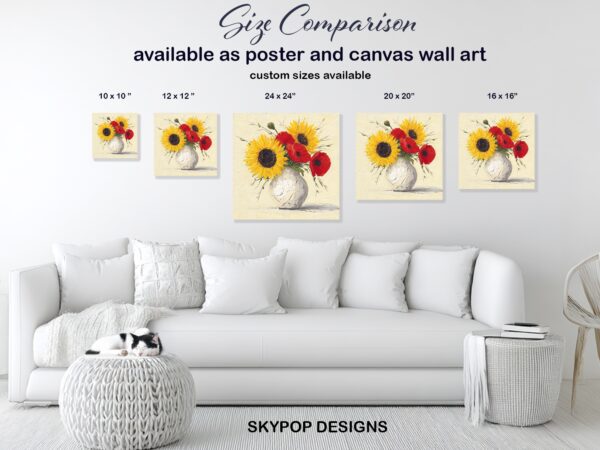 Sunflower and Poppy Bouquet Art