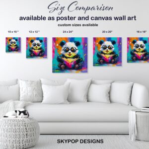 Panda Reading Book Art