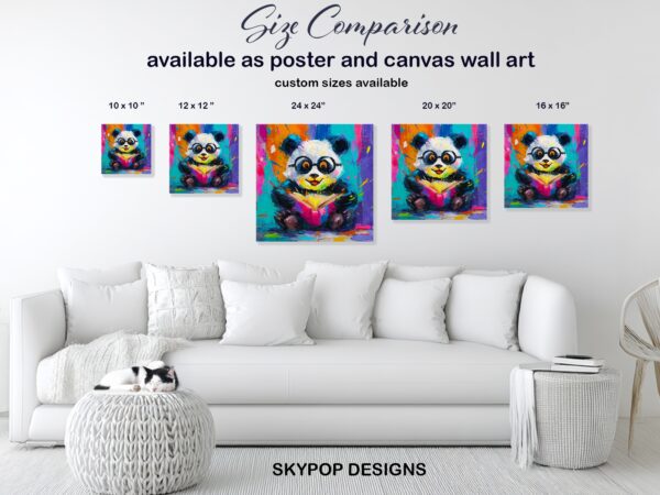 Panda Reading Book Art