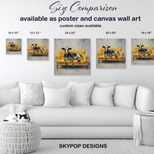 Cow on Yellow Couch Art