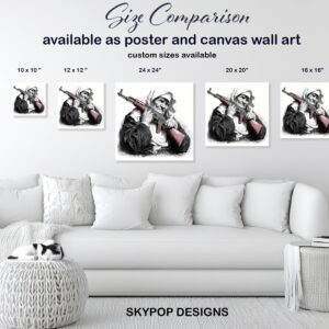 Elderly Woman with Gun Art