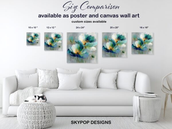 Teal Poppy Bloom Art