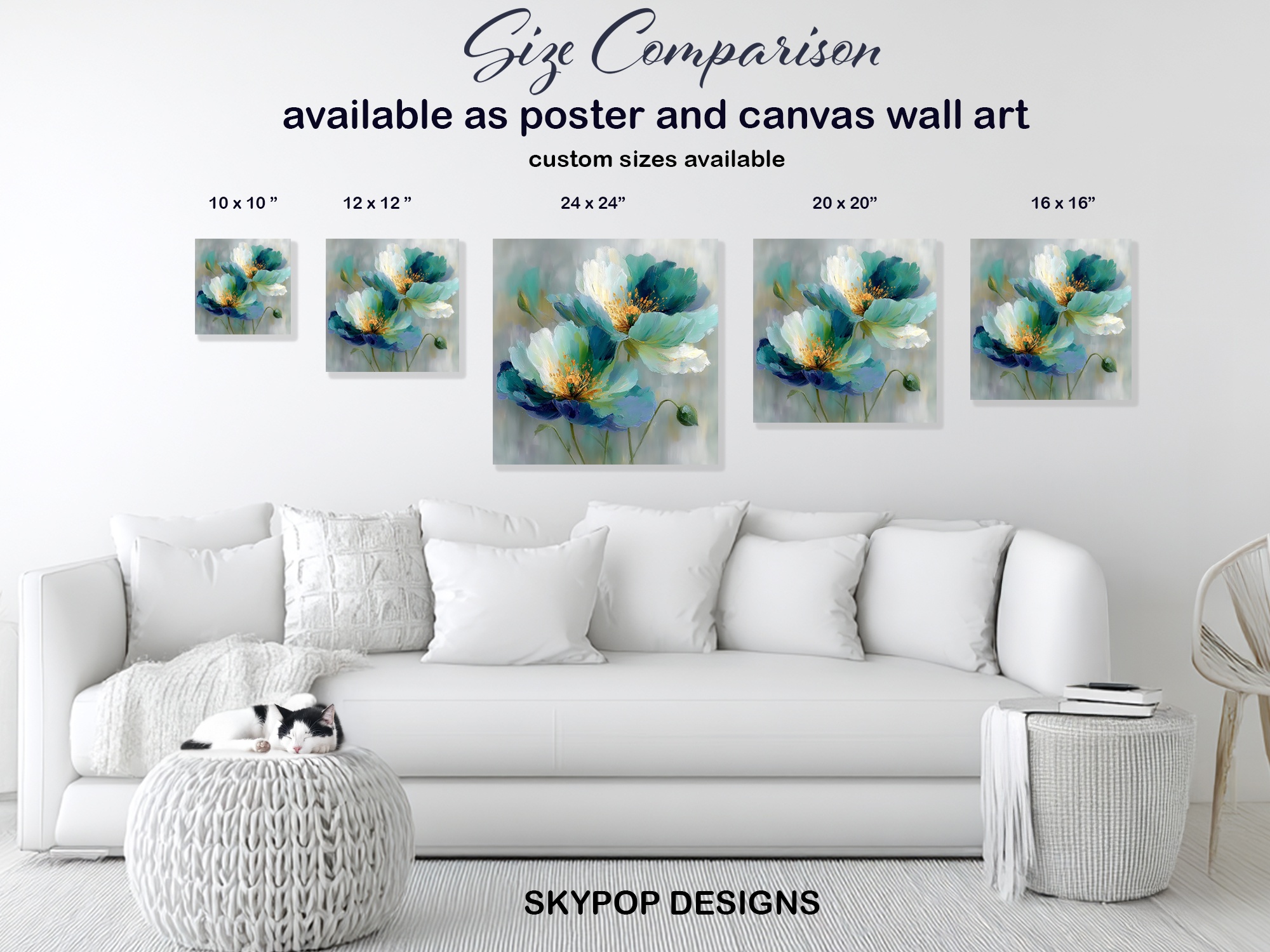 7.jpg Teal Poppy Bloom Art