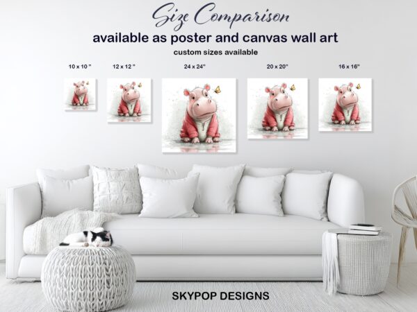 Hippo Butterfly Art