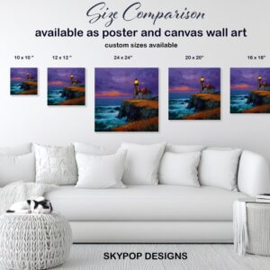 Lighthouse Cliff Sunset Art