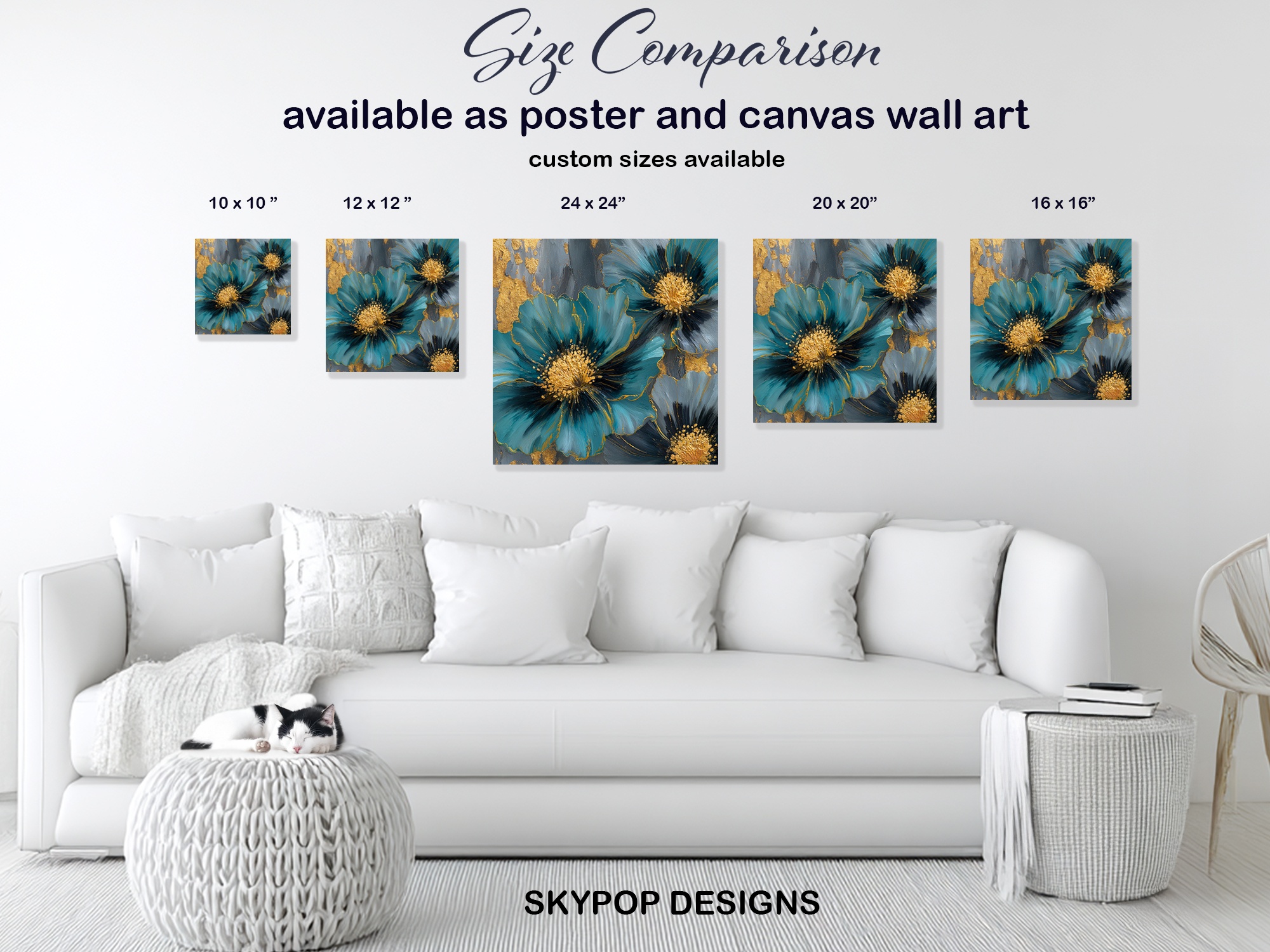 7.jpg Luxe Teal Blooms Art