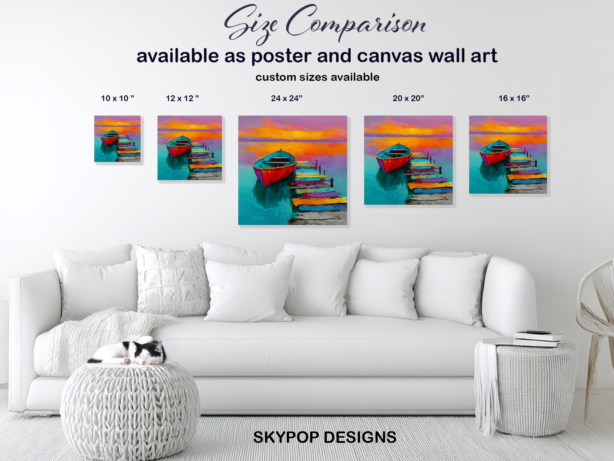 7.jpg Vibrant Sunset Boat Art