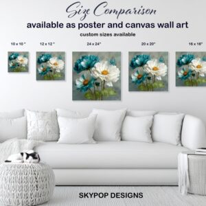 Teal Peony Butterfly Art