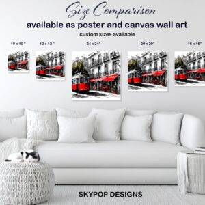 Red Tram City Scene Art