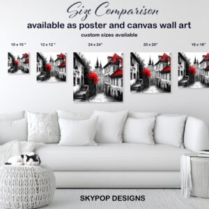 Red Roofed Prague Cityscape Art