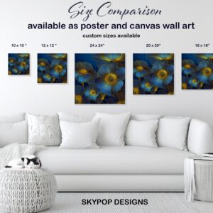 Golden Blue Floral Art