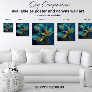 Electric Blue Flower Art