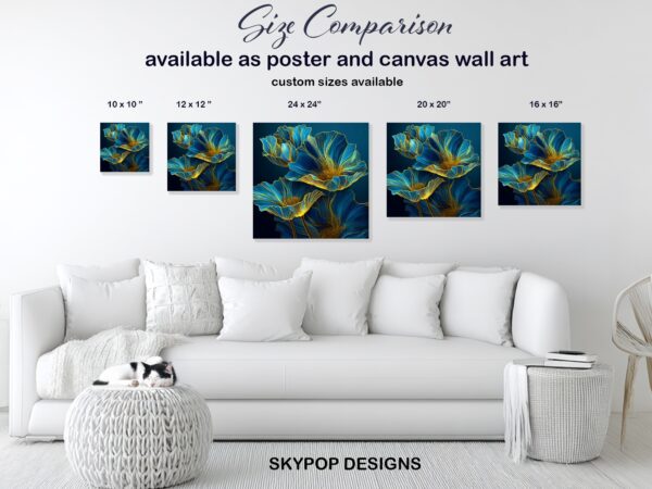 Electric Blue Flower Art
