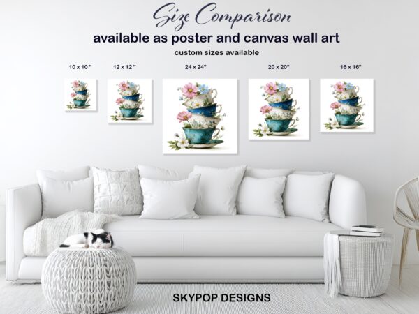 Floral Teacup Stack Art