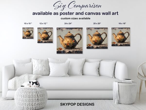 Vintage Teapot With Roses Art