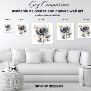 Blue Gold Flower Art