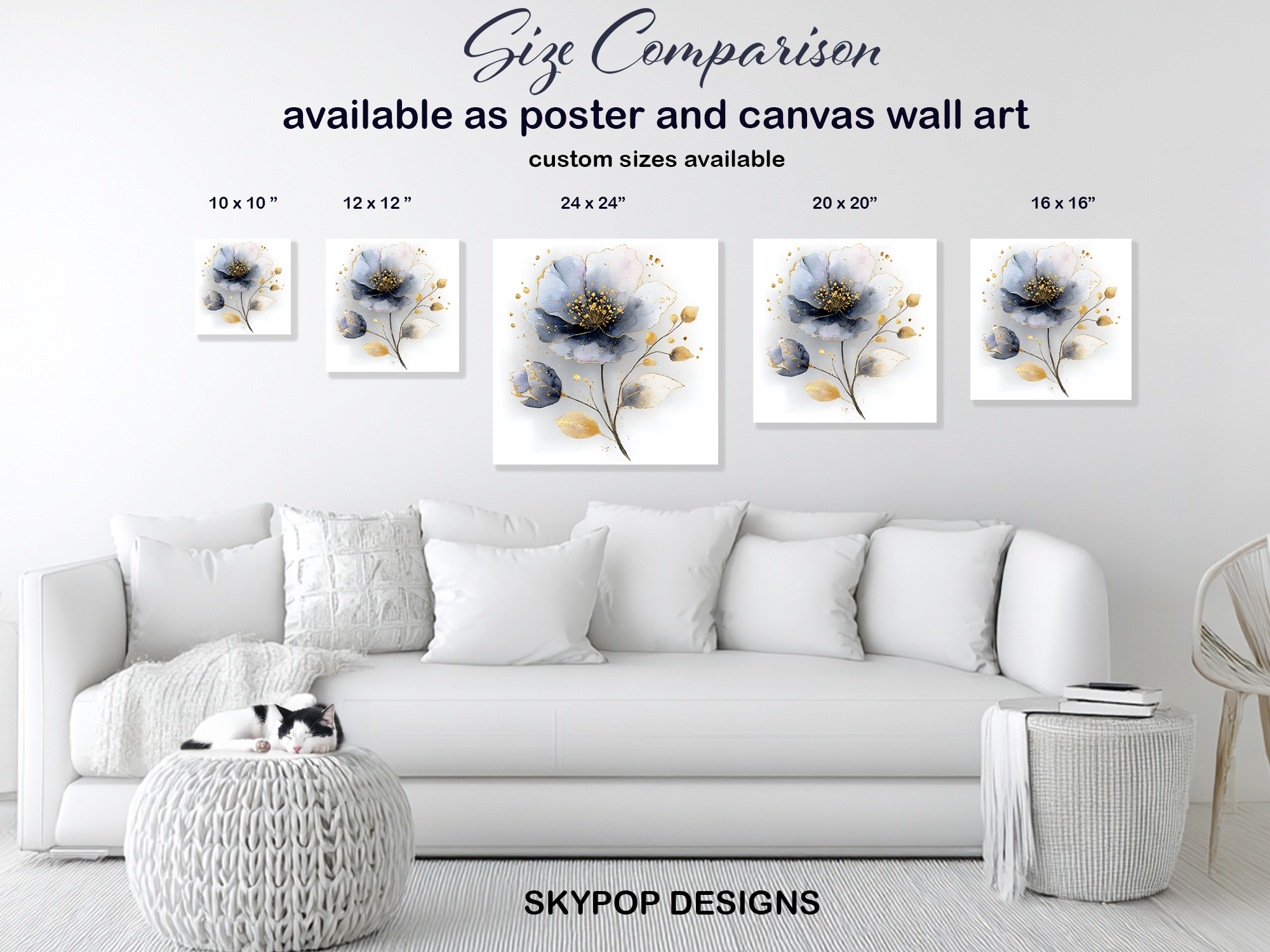 7.jpg Blue Gold Flower Art