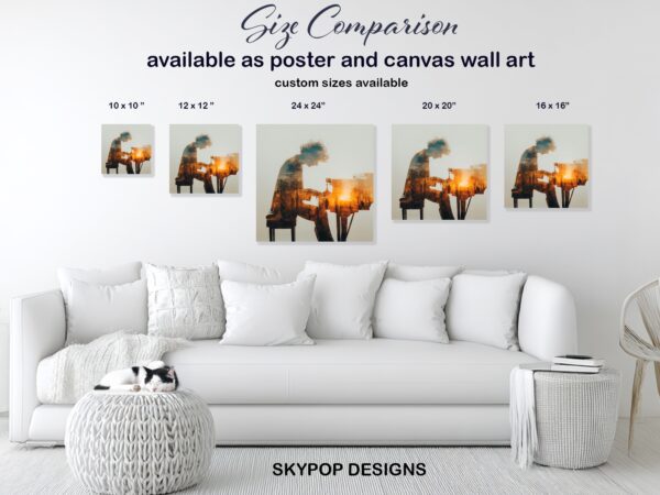 Sunset Piano Silhouette Art