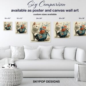 Cat and Flowers Art