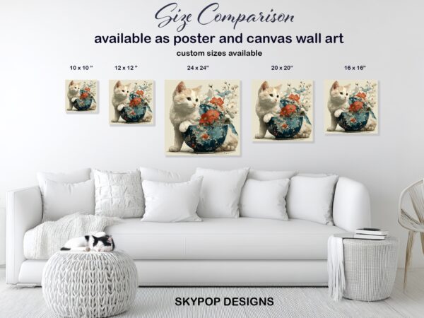Cat and Flowers Art
