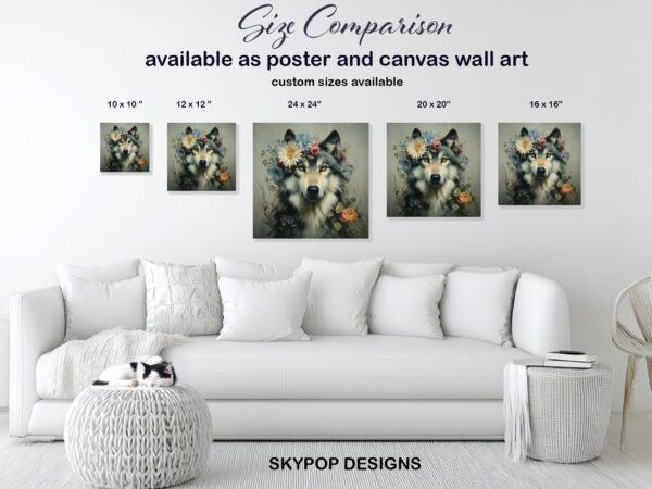 Wolf Floral Crown Art