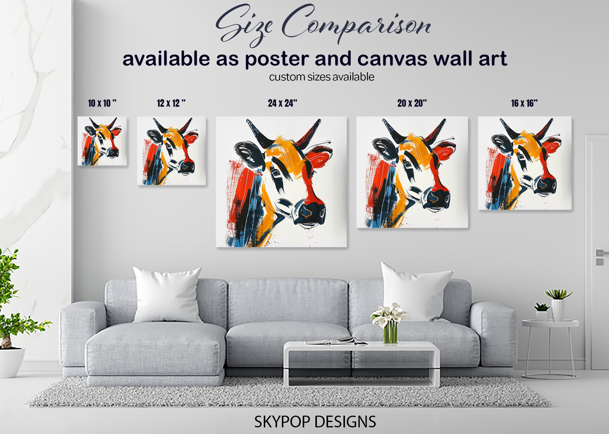 7.jpg Colorful Cow Art