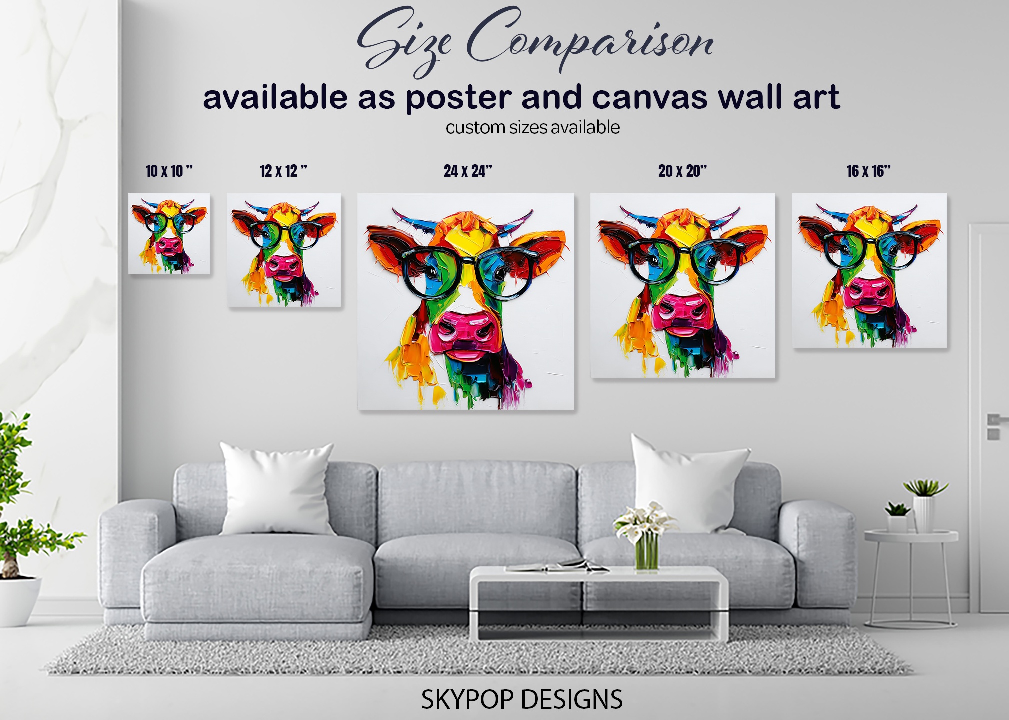 7.jpg Colorful Cow Art