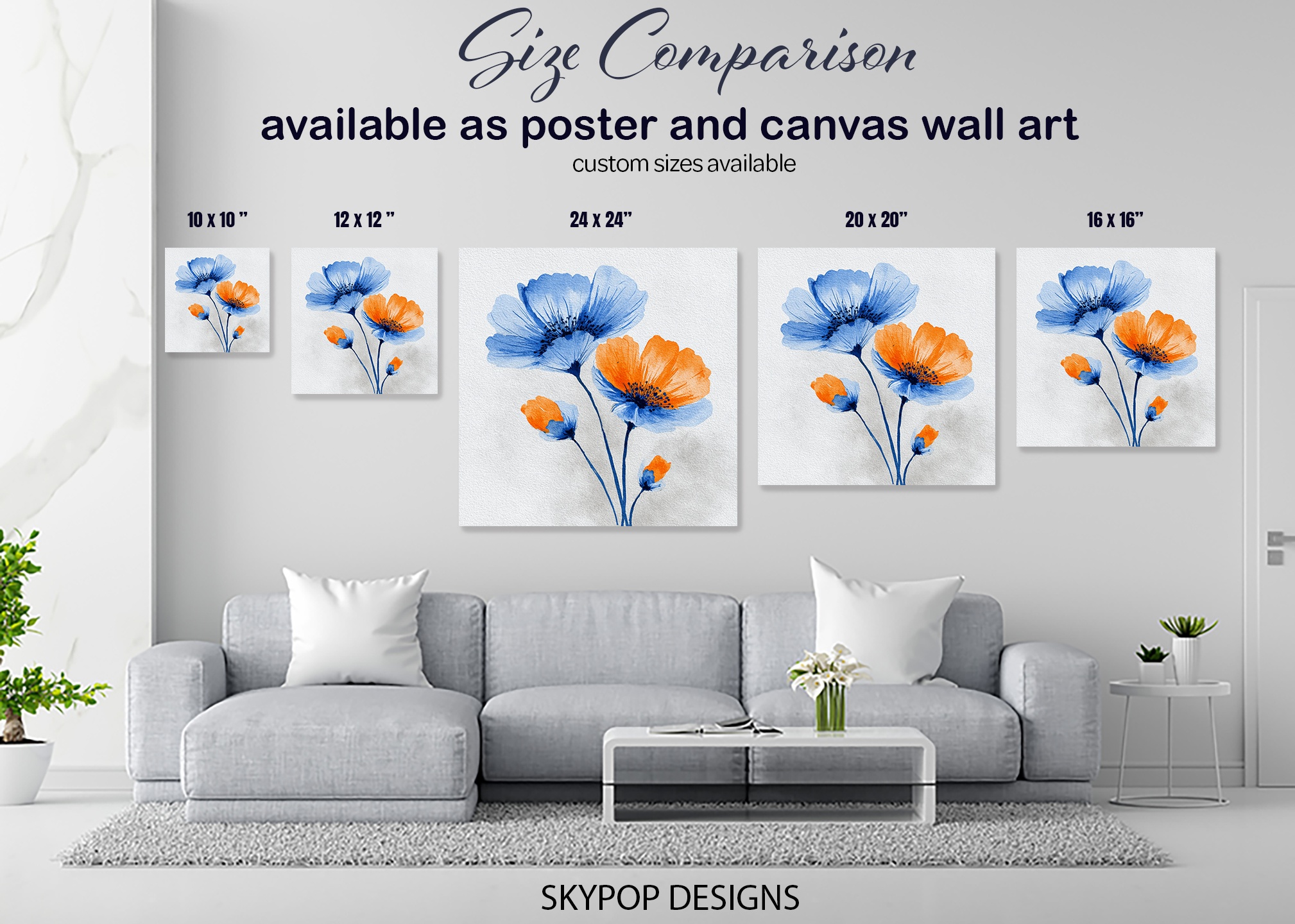 7.jpg Blue Orange Flower Art