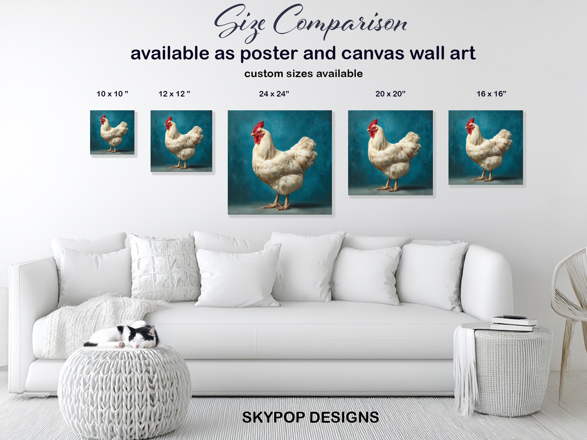 7.jpg White Rooster Art