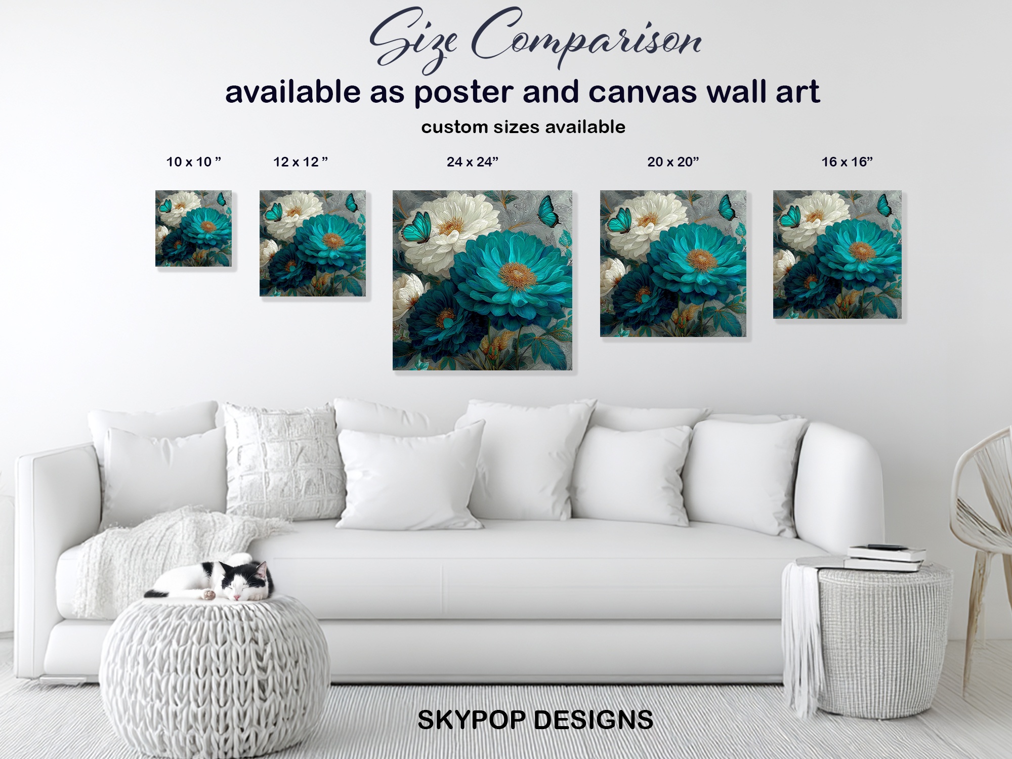 7.jpg Teal Peony Butterfly Art