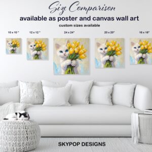 Cat with Tulips Art