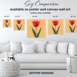 Red Tulip Bloom Art