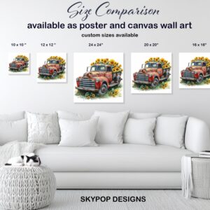 Vintage Truck Sunflower Art