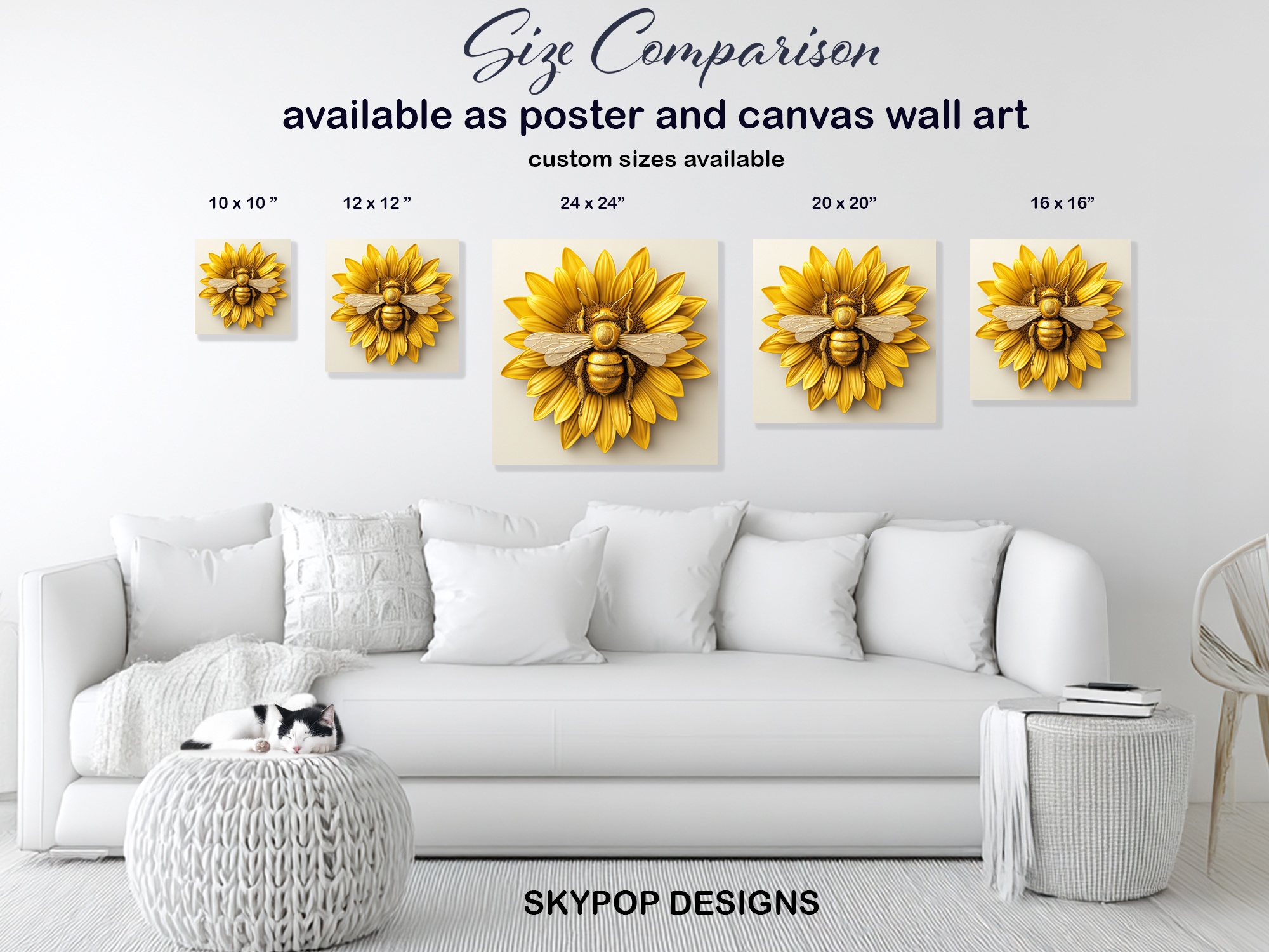 7.jpg Golden Bee Sunflower Art