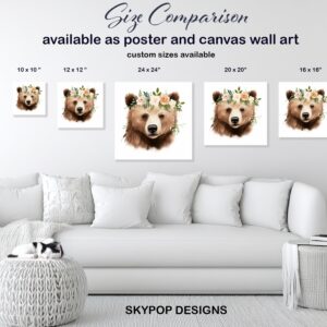 Bear Floral Crown Art