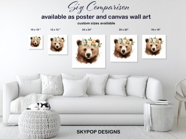 Bear Floral Crown Art
